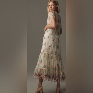 NWT BL-nk London Embroidered Sheer Maxi Duster Boho Festival Cottagecore Floral